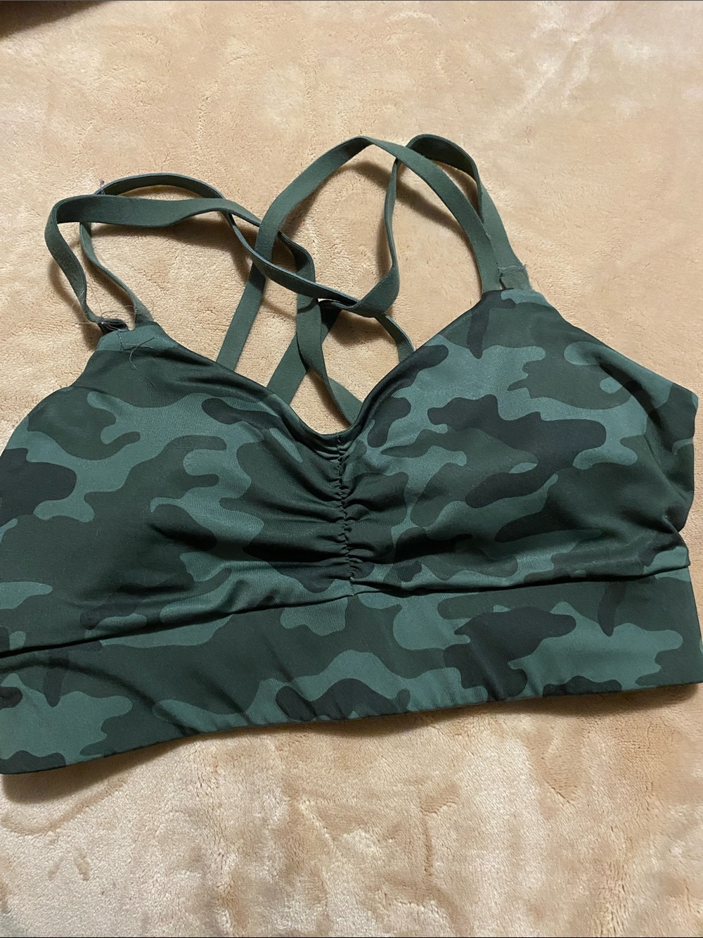 Handful Camo Strappy Sports Bra Sz S